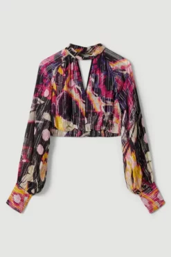 Brand new 💯 Karen Millen Abstract Butterly Georgette Metallic Thread Blouse 🎉 -Workwear Shop bkk05651 floral xl 3