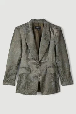 Coupon 🎉 Karen Millen Jacquard Statement Single Breasted Tailored Jacket 🧨 -Workwear Shop bkk05698 gold xl 3