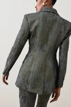 Coupon 🎉 Karen Millen Jacquard Statement Single Breasted Tailored Jacket 🧨 -Workwear Shop bkk05698 gold xl 4