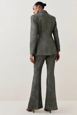 Wholesale 💯 Karen Millen Jacquard Statement Kick Flare Trousers 🔥 -Workwear Shop bkk05699 gold xl 2