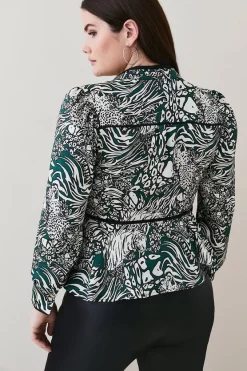 Best reviews of ✔️ Karen Millen Plus Size Animal Satin Twill Woven Wrap Top 👍 -Workwear Shop bkk05702 green xl 2