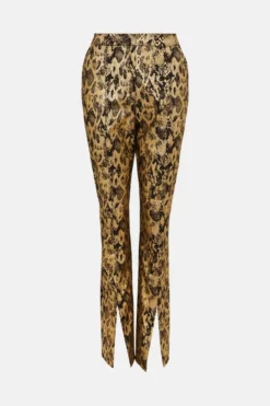 Outlet 😍 Karen Millen Metallic Snake Print Slim Leg Trousers 🧨 -Workwear Shop bkk05716 gold xl 3