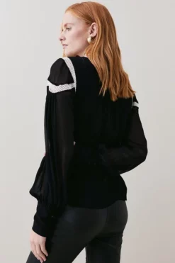 Best deal ๐ Karen Millen Ladder Trim Lace Woven Blouse ๐ฅฐ 8 Best deal ๐ Karen Millen Ladder Trim Lace Woven Blouse ๐ฅฐ -Workwear Shop bkk05766 black xl 2
