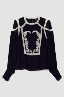 Best deal ๐ Karen Millen Ladder Trim Lace Woven Blouse ๐ฅฐ 9 Best deal ๐ Karen Millen Ladder Trim Lace Woven Blouse ๐ฅฐ -Workwear Shop bkk05766 black xl 3
