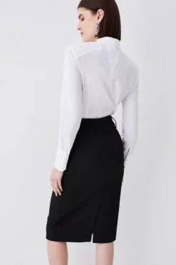Budget ❤️ Karen Millen Structured Crepe Pocket Detail Pencil 👗 Skirt 🎁 -Workwear Shop bkk05785 black xl 2