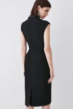 Cheap ❤️ Karen Millen Structured Crepe Pocket Detail Midi 👗 Dress 🎉 -Workwear Shop bkk05787 black xl 5
