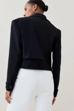 Best Pirce 😉 Karen Millen Compact Stretch Cropped Trench Jacket 🎁 -Workwear Shop bkk05795 black xl 2