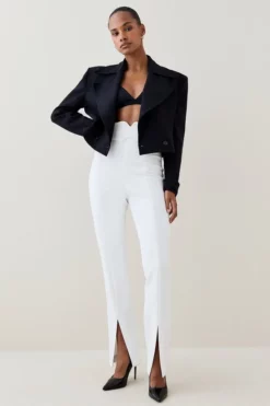 Best Pirce 😉 Karen Millen Compact Stretch Cropped Trench Jacket 🎁 -Workwear Shop bkk05795 black xl 4