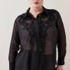 Discount ✨ Karen Millen Plus Size Cutwork And Beading Georgette Blouse ⌛