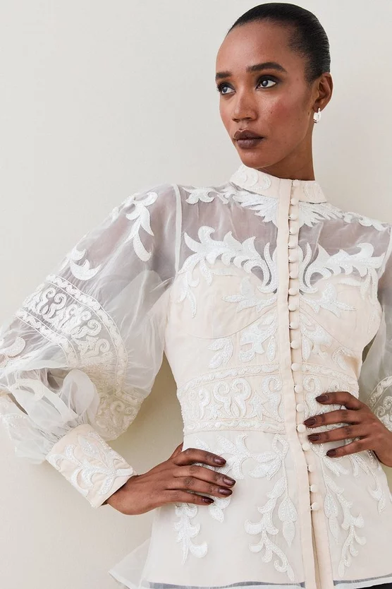 Promo π Karen Millen Lydia Millen Baroque Applique Woven Blouse π 2 Promo π Karen Millen Lydia Millen Baroque Applique Woven Blouse π - Image 2