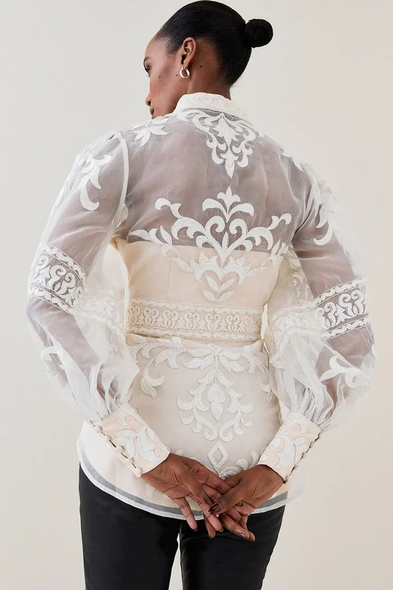 Promo π Karen Millen Lydia Millen Baroque Applique Woven Blouse π 4 Promo π Karen Millen Lydia Millen Baroque Applique Woven Blouse π - Image 4