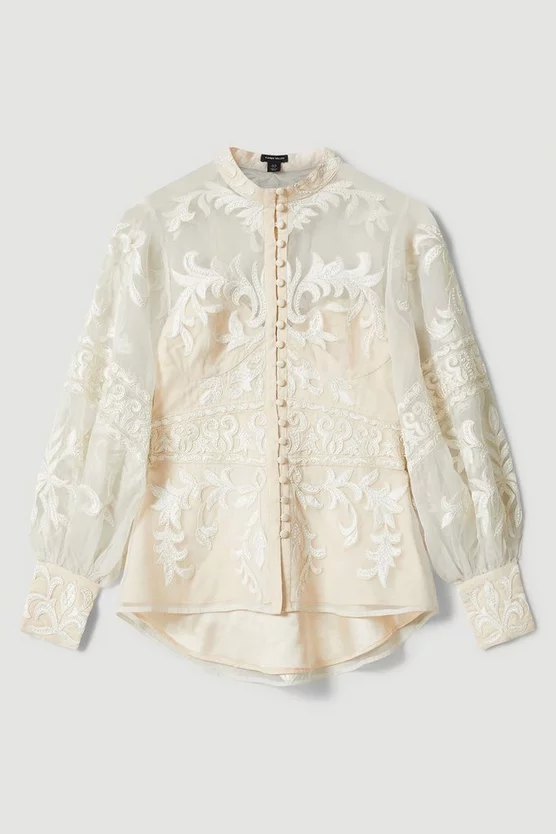 Promo π Karen Millen Lydia Millen Baroque Applique Woven Blouse π 5 Promo π Karen Millen Lydia Millen Baroque Applique Woven Blouse π - Image 5
