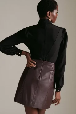 Promo ✨ Karen Millen Button Through Georgette Jersey Blouse 🔔 -Workwear Shop bkk05905 black xl 2