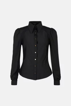 Promo ✨ Karen Millen Button Through Georgette Jersey Blouse 🔔 -Workwear Shop bkk05905 black xl 3