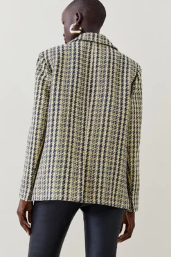 Budget 🌟 Karen Millen Italian Texture & Sequin Tweed Tailored Double Breasted Jacket 🥰 -Workwear Shop bkk05912 yellow xl 3