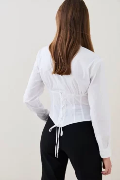 New ✨ Karen Millen Corset Back Tailored 👕 Shirt 👍 -Workwear Shop bkk05918 ivory xl 2