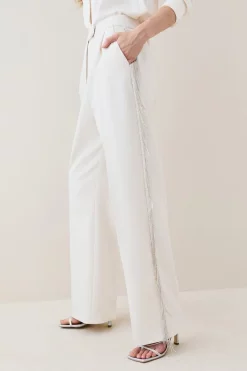 Top 10 🧨 Karen Millen Crystal Fringe Straight Leg Trouser 🥰 -Workwear Shop bkk06039 ivory xl 4