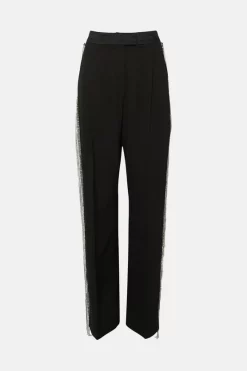 Wholesale 🧨 Karen Millen Crystal Fringe Straight Leg Trouser 🔥 -Workwear Shop bkk06053 black xl 3