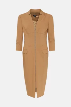 New 👍 Karen Millen Corset Waist Collared Pencil Midi 👗 Dress ❤️ -Workwear Shop bkk06085 camel xl 3