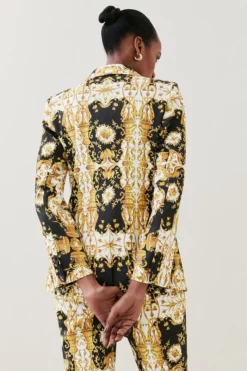 New ❤️ Karen Millen Italian Signature Stretch Baroque Print Single Breasted Blazer 👏 -Workwear Shop bkk06118 black xl 2