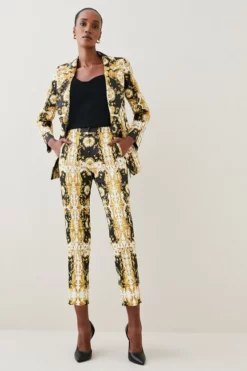 New ❤️ Karen Millen Italian Signature Stretch Baroque Print Single Breasted Blazer 👏 -Workwear Shop bkk06118 black xl 4