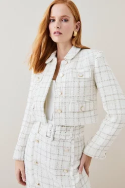 Brand new 🎉 Karen Millen Sparkle Tweed Pocket Trophy Jacket 💯