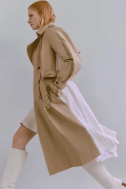 Deals 💯 Karen Millen Cotton Pleated 👗 Skirt Trench 🧥 Coat 🌟 -Workwear Shop bkk06287 camel xl 4