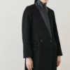 Cheapest 🔥 Karen Millen Italian Virgin Wool Faux Leather Contrast Double Breasted 🧥 Coat 🎉