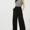 Buy ✨ Karen Millen Petite Viscose Satin Back Crepe Wide Leg Trouser 🤩