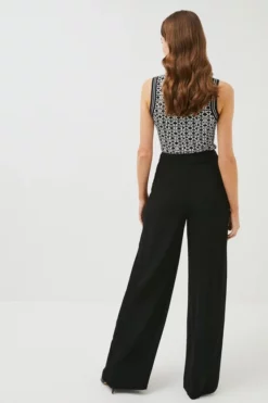 Buy ✨ Karen Millen Petite Viscose Satin Back Crepe Wide Leg Trouser 🤩 -Workwear Shop bkk06336 black xl 2