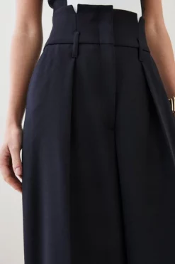 Best Sale ❤️ Karen Millen Petite Compact Stretch Wide Leg Trouser ✨ -Workwear Shop bkk06337 black xl 4