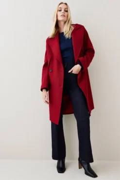 Best Sale 🛒 Karen Millen Italian Virgin Wool Double Breasted Cape Over 🧥 Coat ⌛ -Workwear Shop bkk06369 red xl 2