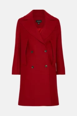Best Sale 🛒 Karen Millen Italian Virgin Wool Double Breasted Cape Over 🧥 Coat ⌛ -Workwear Shop bkk06369 red xl 3