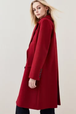 Best Sale 🛒 Karen Millen Italian Virgin Wool Double Breasted Cape Over 🧥 Coat ⌛ -Workwear Shop bkk06369 red xl 4