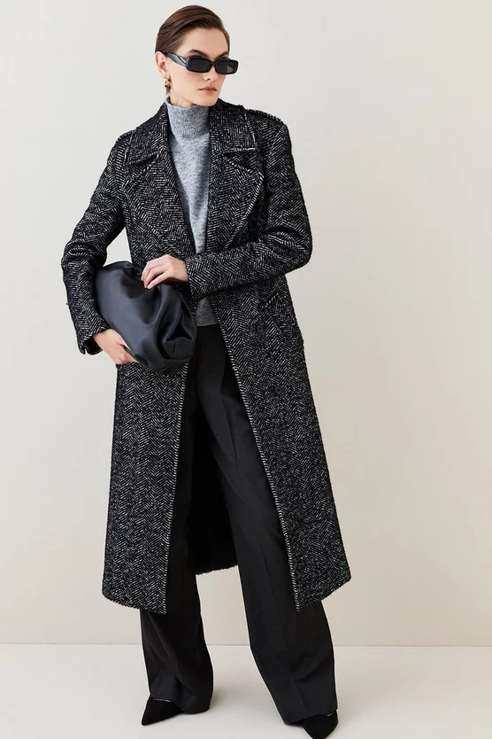 Brand new 🤩 Karen Millen Italian Herringbone Wool Belted Trench 🧥 Coat 🥰 1 Brand new 🤩 Karen Millen Italian Herringbone Wool Belted Trench 🧥 Coat 🥰