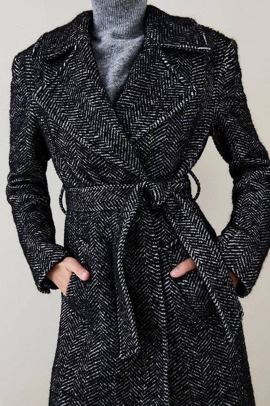 Brand new 🤩 Karen Millen Italian Herringbone Wool Belted Trench 🧥 Coat 🥰 2 Brand new 🤩 Karen Millen Italian Herringbone Wool Belted Trench 🧥 Coat 🥰 - Image 2