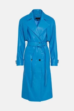 Best Pirce 👍 Karen Millen Leather Oversized Belted Trench 🧥 Coat 😀 -Workwear Shop bkk06524 aqua xl 3