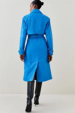 Best Pirce 👍 Karen Millen Leather Oversized Belted Trench 🧥 Coat 😀 -Workwear Shop bkk06524 aqua xl 5