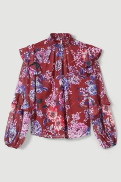 Hot Sale 🎁 Karen Millen Floral Printed Georgette Woven Blouse ❤️ -Workwear Shop bkk06663 floral xl 3