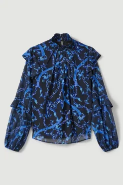 Discount 🥰 Karen Millen Chain Printed Georgette Woven Blouse 😉 -Workwear Shop bkk06664 chain xl 3