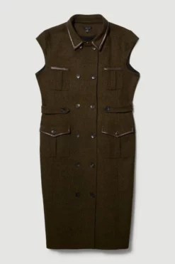 Brand new 🧨 Karen Millen Lydia Millen Plus Size Tweed Midi 👗 Dress 🤩 -Workwear Shop bkk06677 dark20green xl 3