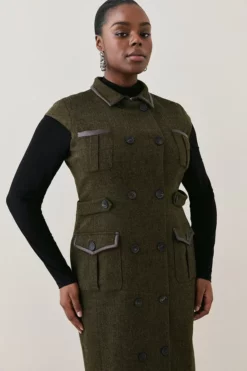 Brand new 🧨 Karen Millen Lydia Millen Plus Size Tweed Midi 👗 Dress 🤩 -Workwear Shop bkk06677 dark20green xl 4