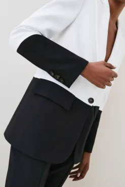 Hot Sale 👍 Karen Millen Compact Stretch Colourblock Jacket 🤩 -Workwear Shop bkk06755 mono xl 4