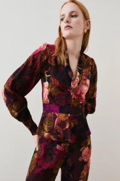 Deals ✔️ Karen Millen Photographic Floral Woven Blouse 🔥