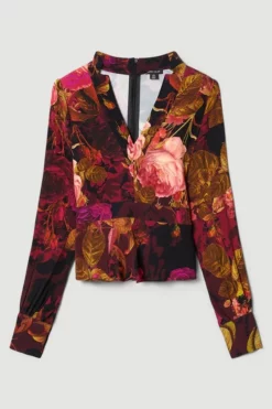 Deals ✔️ Karen Millen Photographic Floral Woven Blouse 🔥 -Workwear Shop bkk06839 floral xl 3