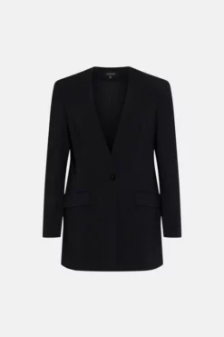 Cheap ❤️ Karen Millen Compact Viscose Collarless Tailored Jacket 👏 -Workwear Shop bkk06876 black xl 4