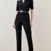 Deals ✨ Karen Millen Petite Structured Crepe Forever Belt Jumpsuit 🥰