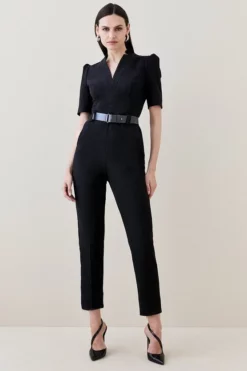 Deals ✨ Karen Millen Petite Structured Crepe Forever Belt Jumpsuit 🥰