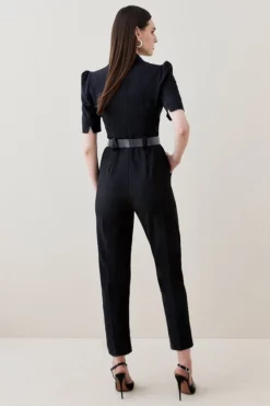 Deals ✨ Karen Millen Petite Structured Crepe Forever Belt Jumpsuit 🥰 7 Deals ✨ Karen Millen Petite Structured Crepe Forever Belt Jumpsuit 🥰 -Workwear Shop bkk06916 black xl 2