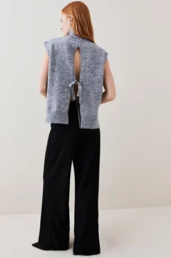 Outlet 😀 Karen Millen Structured Crepe High Waist Wide Leg Trouser 🎁 -Workwear Shop bkk06919 black xl 2